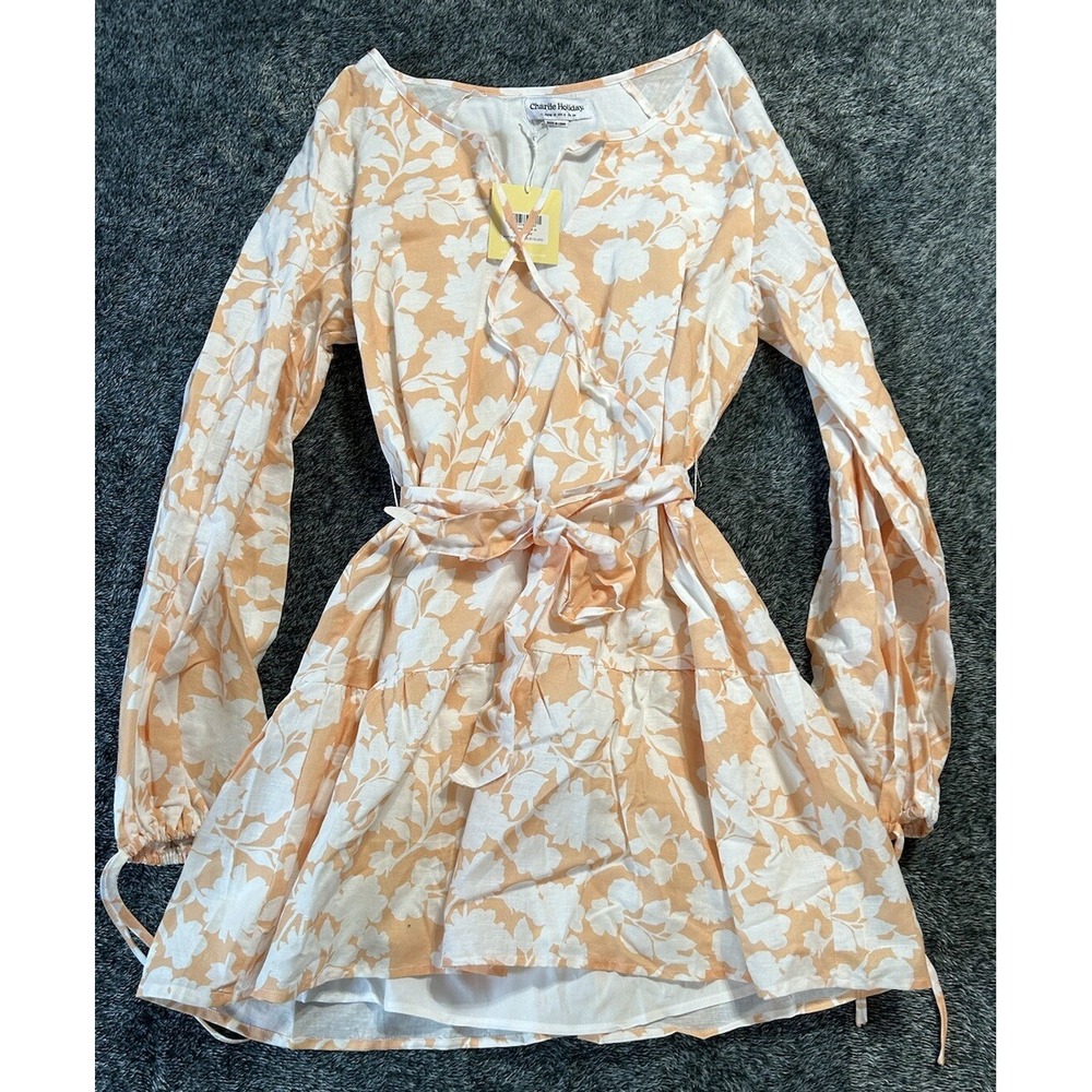 Charlie Holiday Womens Size 6 Orange Holiday Long Sleeve Eve Dress New (J1)